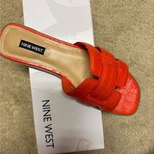 Nine West Women's Bright Orange Mules
